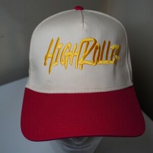 Otto Cap High Roller Embroidered Baseball Cap Cream Red Snapback One Size